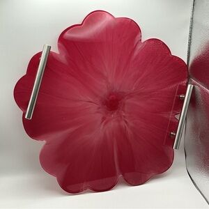 Elegant Red Flower-Shaped Decorative Tray